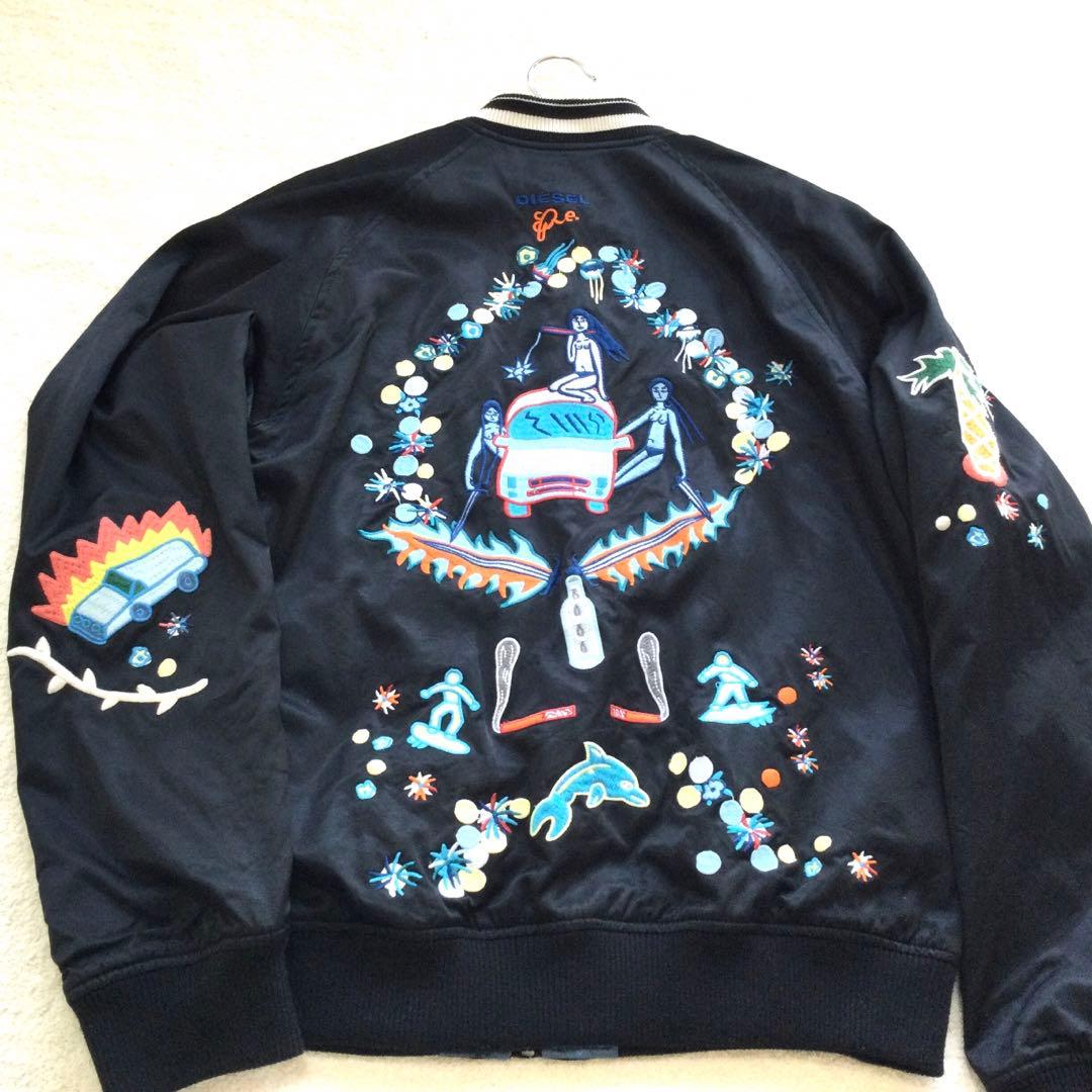 極美品 DIESEL ディーゼル ブルゾン L リバーシブル 刺繍 ラグラン袖の