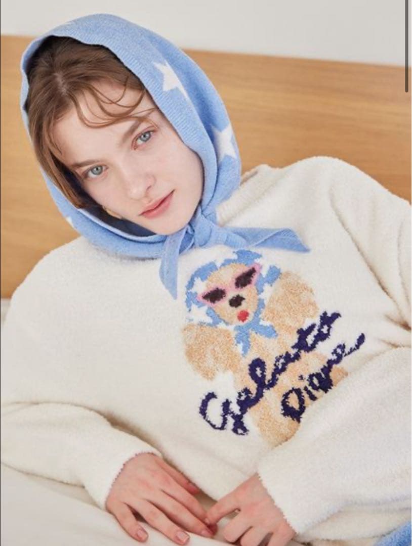 ジェラートピケ スカーフDOG ジャガードプルオーバー