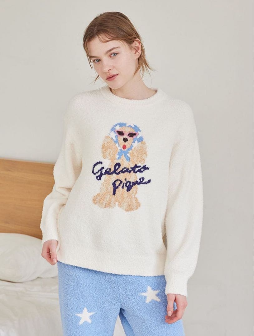 ジェラートピケ スカーフDOG ジャガードプルオーバー