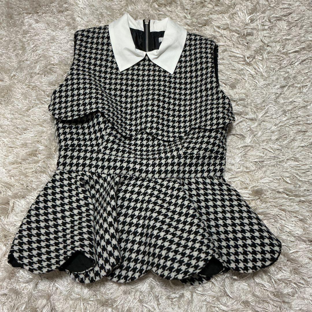 sheller シェリエ ペプラムトップス 千鳥柄 ブランド 品 通販