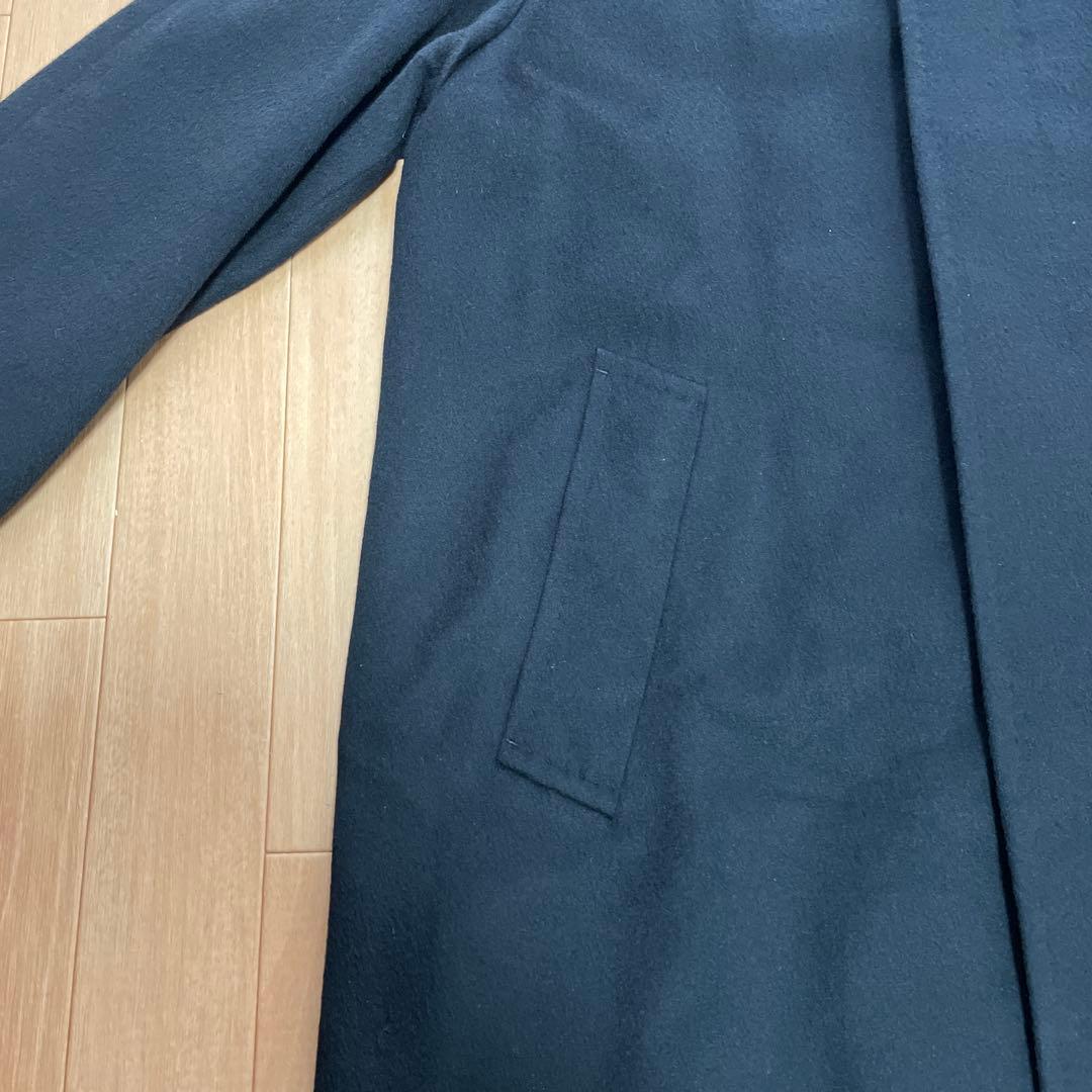 極美品　バーバリーロンドン　ステンカラーコート　カシミヤ　シルク　比翼　黒　L