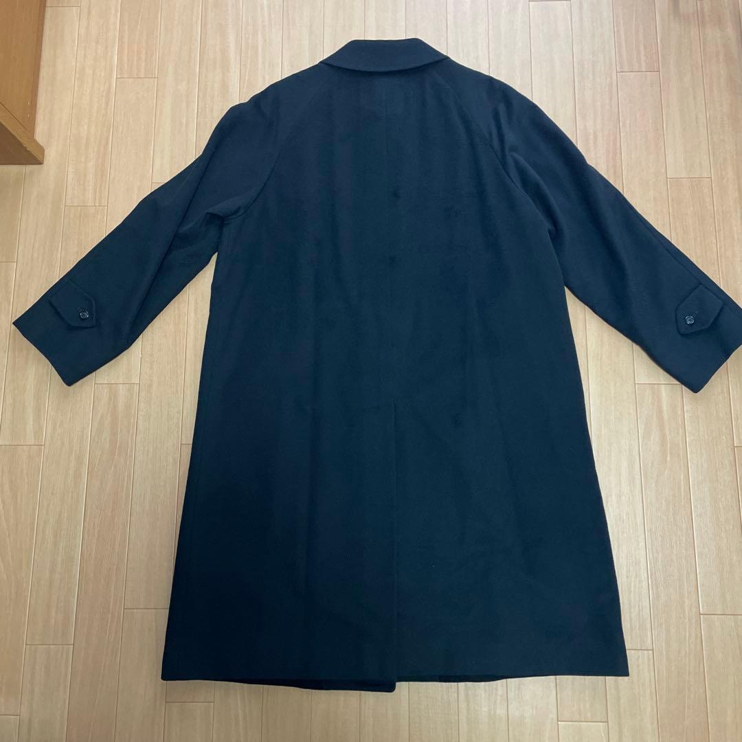 極美品　バーバリーロンドン　ステンカラーコート　カシミヤ　シルク　比翼　黒　L