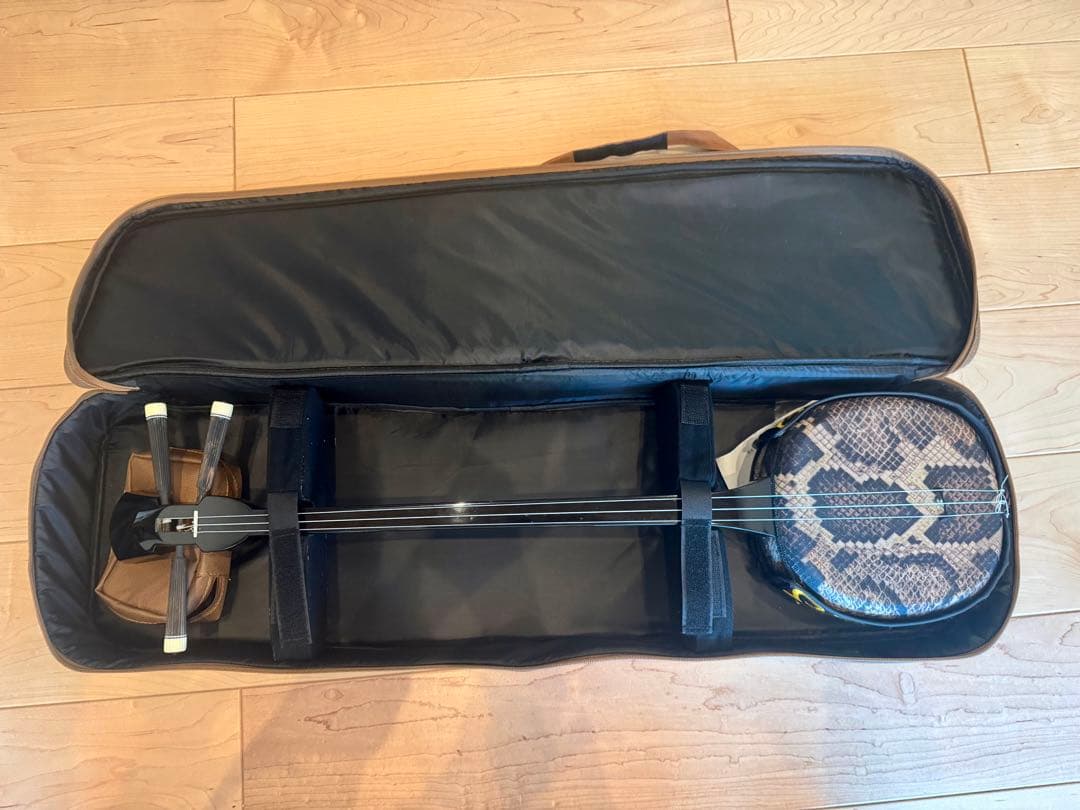 ヘビ柄三線 本体 専用ケース付き