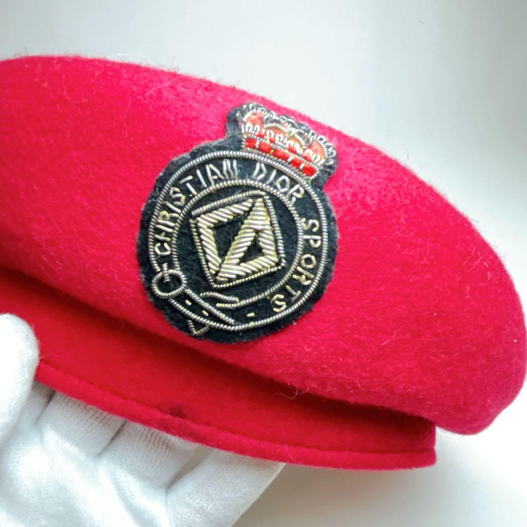 クリスチャンディオール スポーツ ベレー帽 ワッペン エンブレム 赤