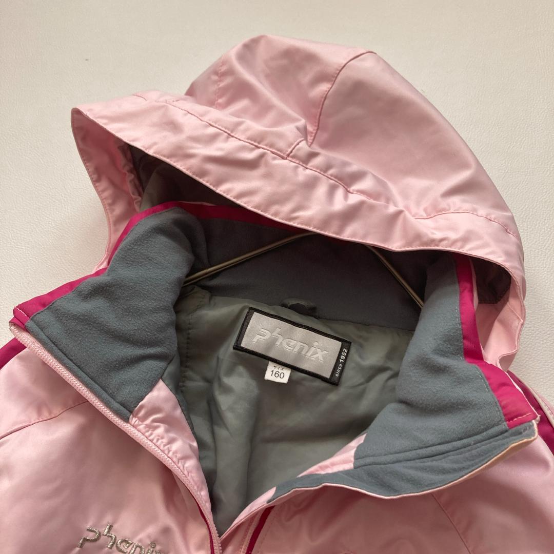 2way】フェニックス スキーウェア ジャケット 160 ピンク 雪柄 防寒