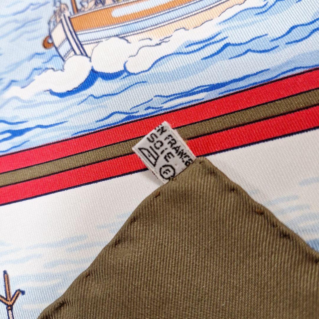 HERMESカレ.大判スカーフヨット海柄