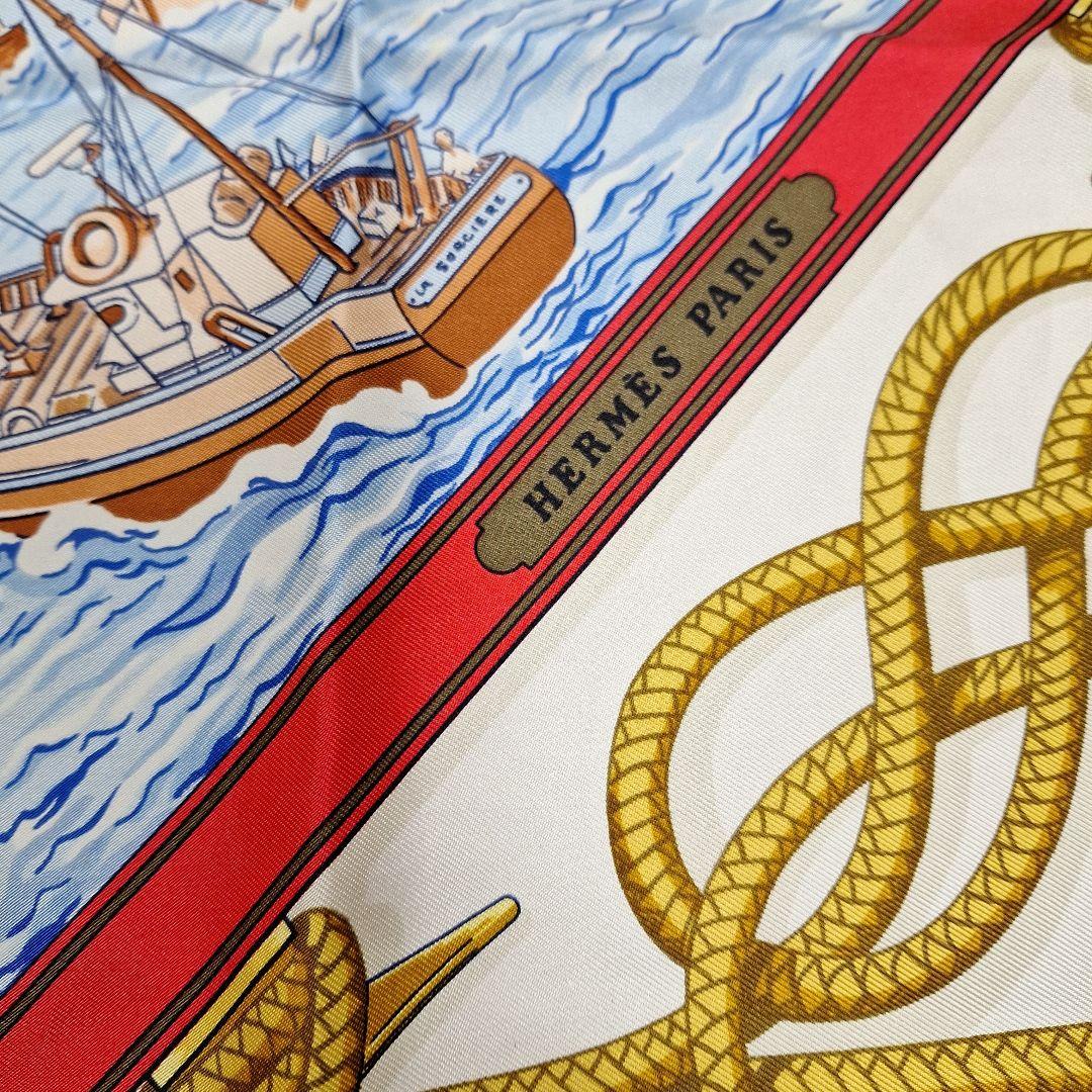 HERMESカレ.大判スカーフヨット海柄