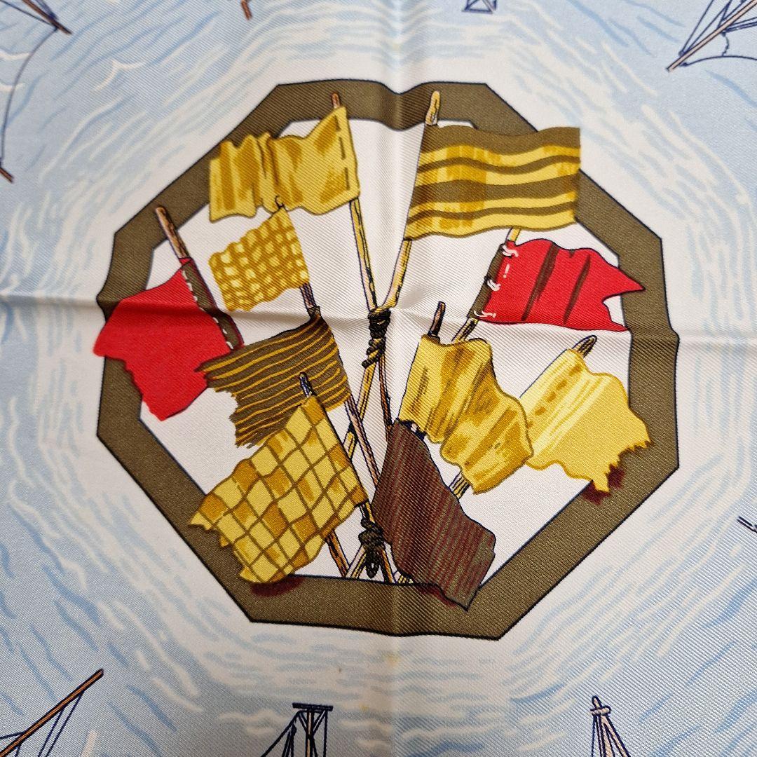 HERMESカレ.大判スカーフヨット海柄