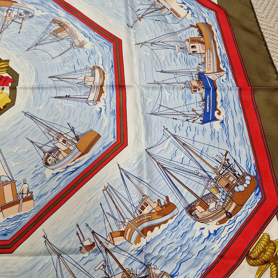 HERMESカレ.大判スカーフヨット海柄