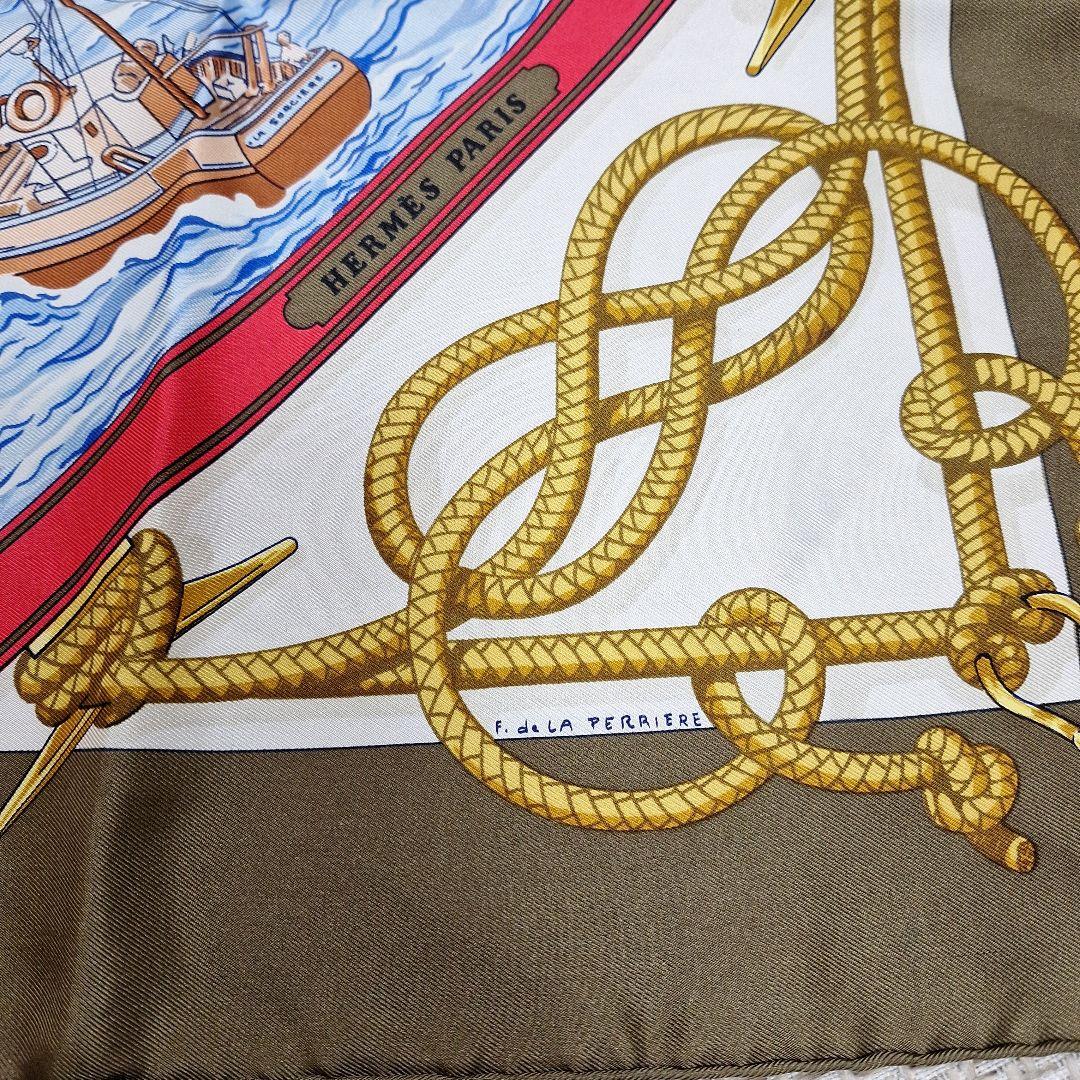 HERMESカレ.大判スカーフヨット海柄
