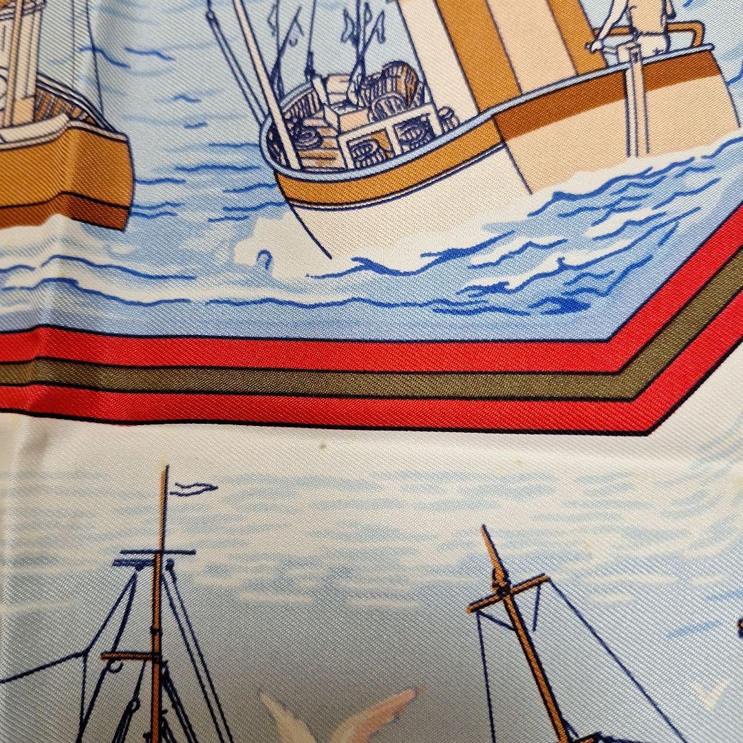 HERMESカレ.大判スカーフヨット海柄