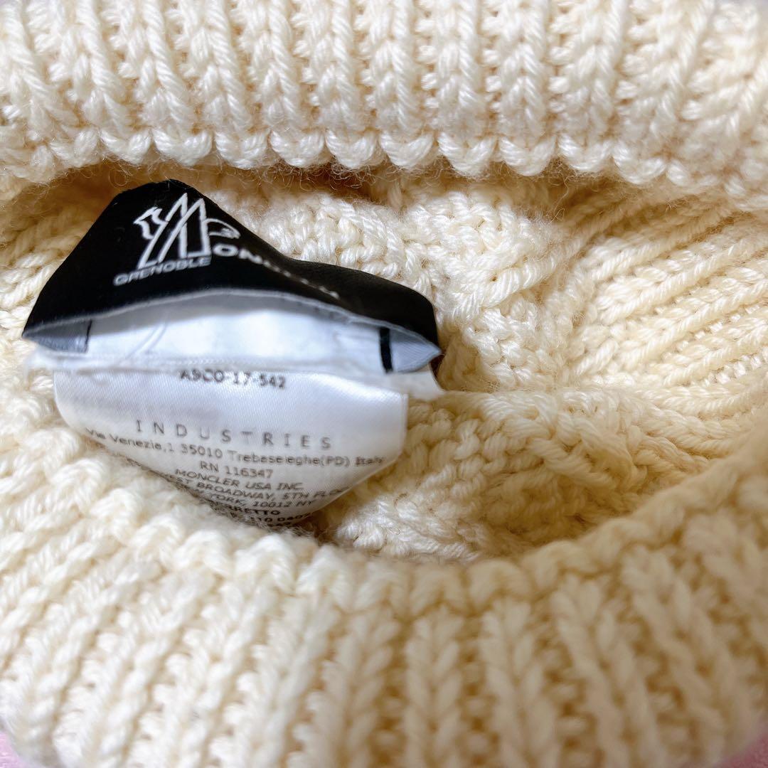 【訳あり】モンクレール ケーブル編み ニット帽 アイボリー