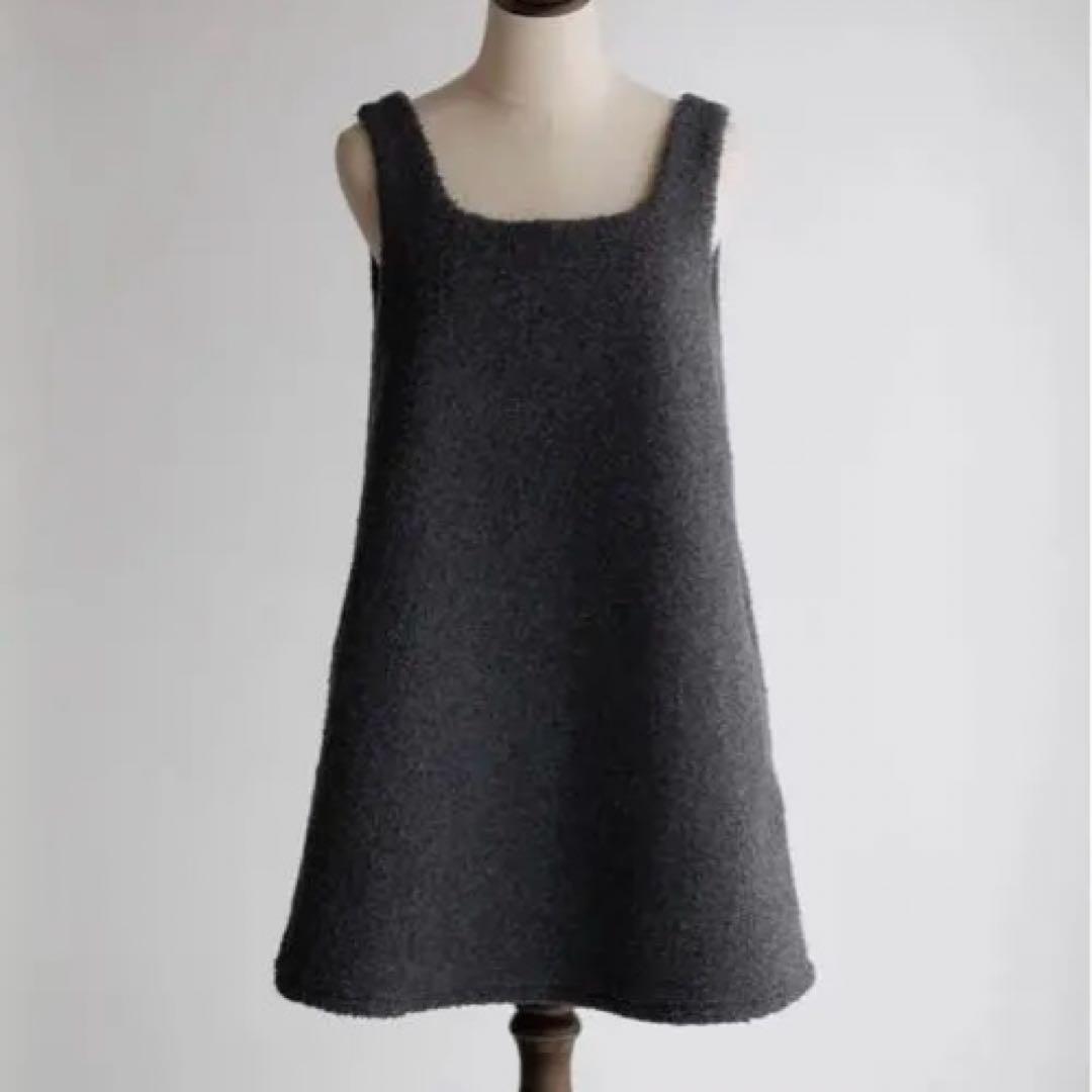 pois ポワ　スクエアプードルワンピース　グレー　Sサイズ