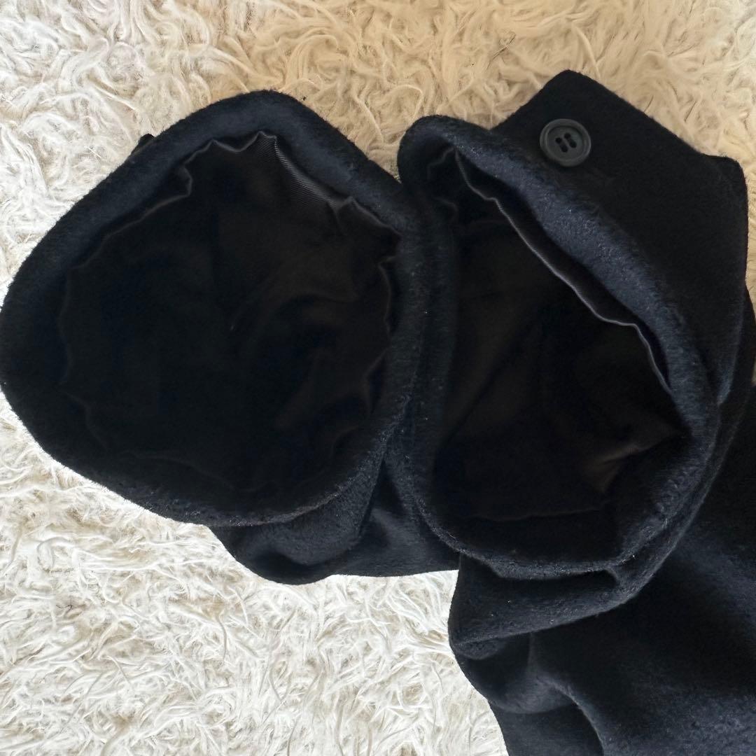 美品✨カシミヤ100%　イタリア製生地　ステンカラーコート　ロング　黒　ブラック