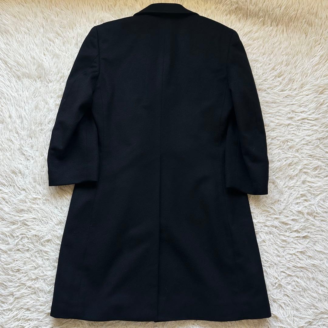 美品✨カシミヤ100%　イタリア製生地　ステンカラーコート　ロング　黒　ブラック