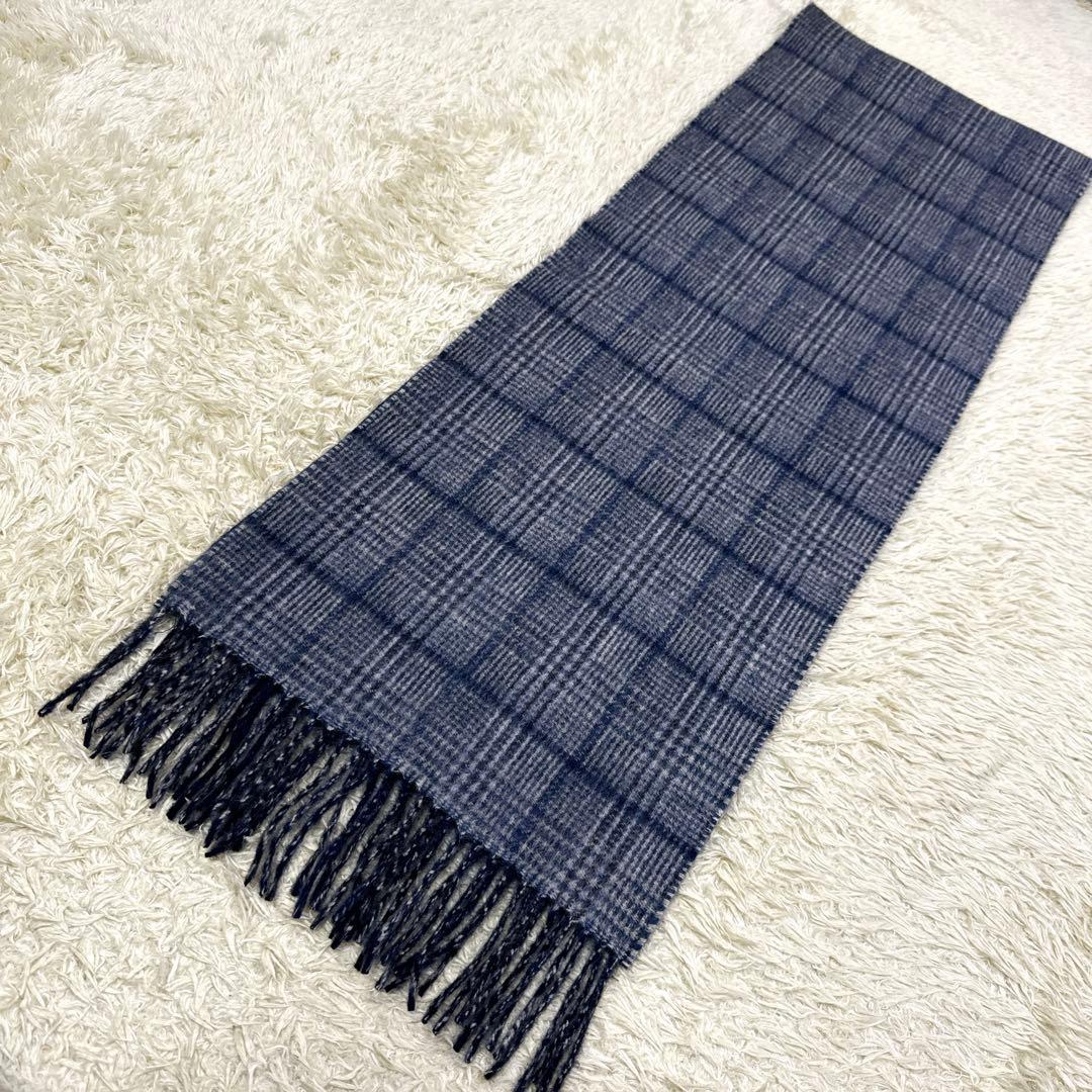 圭様✨袋付き新品同様✨ポールスミス　英国製　カシミヤ　リバーシブル　チェック灰紺