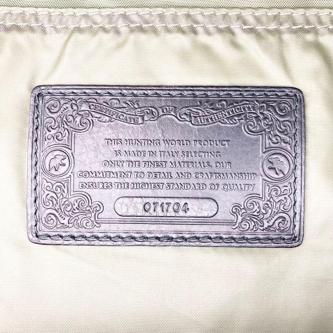 ハンティングワールド ショルダーバッグ カーキ ナイロン ロゴ 軽量