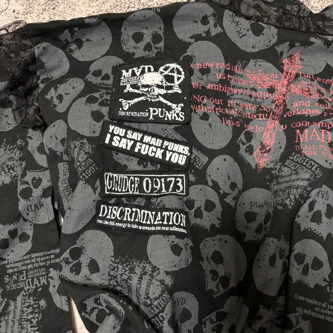 y2k 00s 希少 MADPUNKS 着物ワンピース 髑髏 十字架 チェーン
