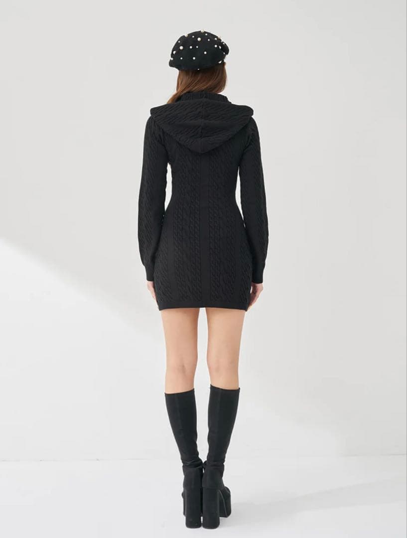 Darichダーリッチ オープンケーブルニットミニワンピース BLK ブラック