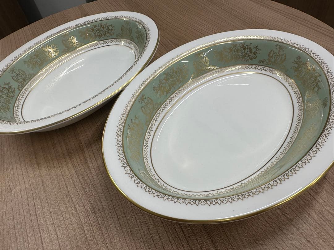 美品 ウェッジウッド コロンビア セージグリーン カレー皿 深皿 2枚