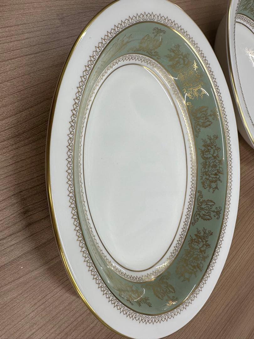 美品 ウェッジウッド コロンビア セージグリーン カレー皿 深皿 2枚