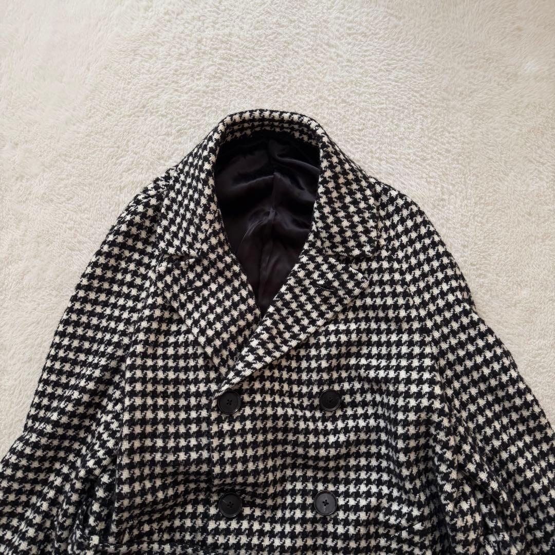 美品】CARUSO カルーゾ アルパカ混 千鳥格子 ベルテッドコート 46