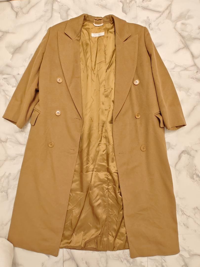 最高級ピュアカシミア100%マックスマーラ ダブル ロングコート 希少44サイズ