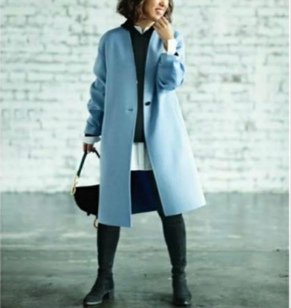 美品　23区 リバーロングコート　ダブルフェイス　ゆったり　完売　カシミア混