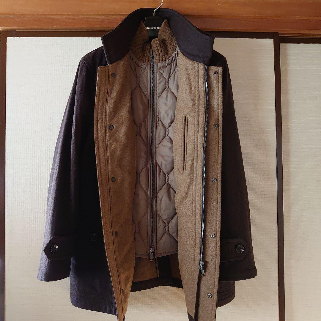 バーバリー　ダークブラウン キルティングインナー付きメンズミドルコート