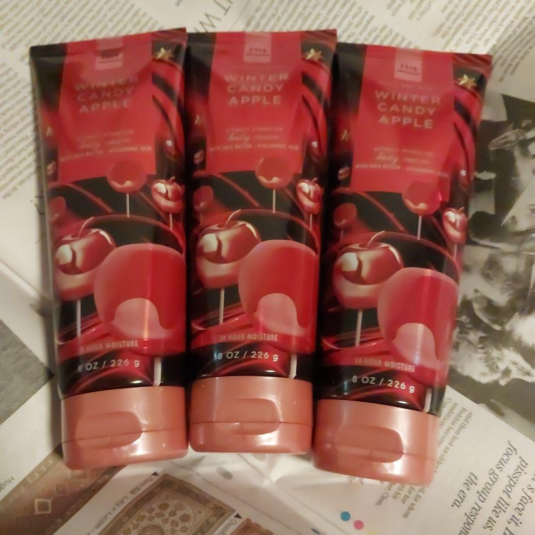 ⑥バスアンドボディワークスWINTER CANDY APPLEボディクリーム3本