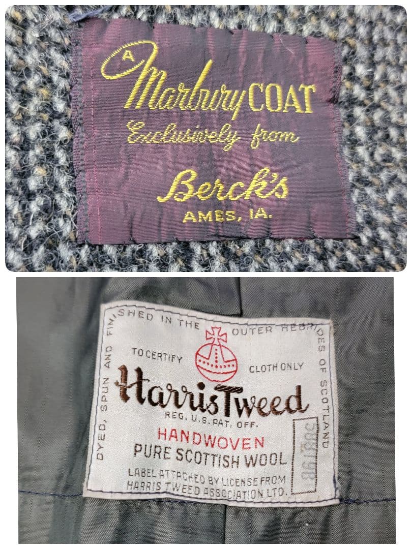 VINTAGE 50S Berck's ハリスツイード ステンカラーコート