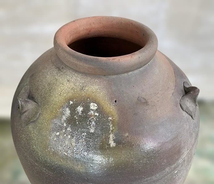 琉球焼の三耳締壷 大花瓶 高さ68cm 古民具 甕