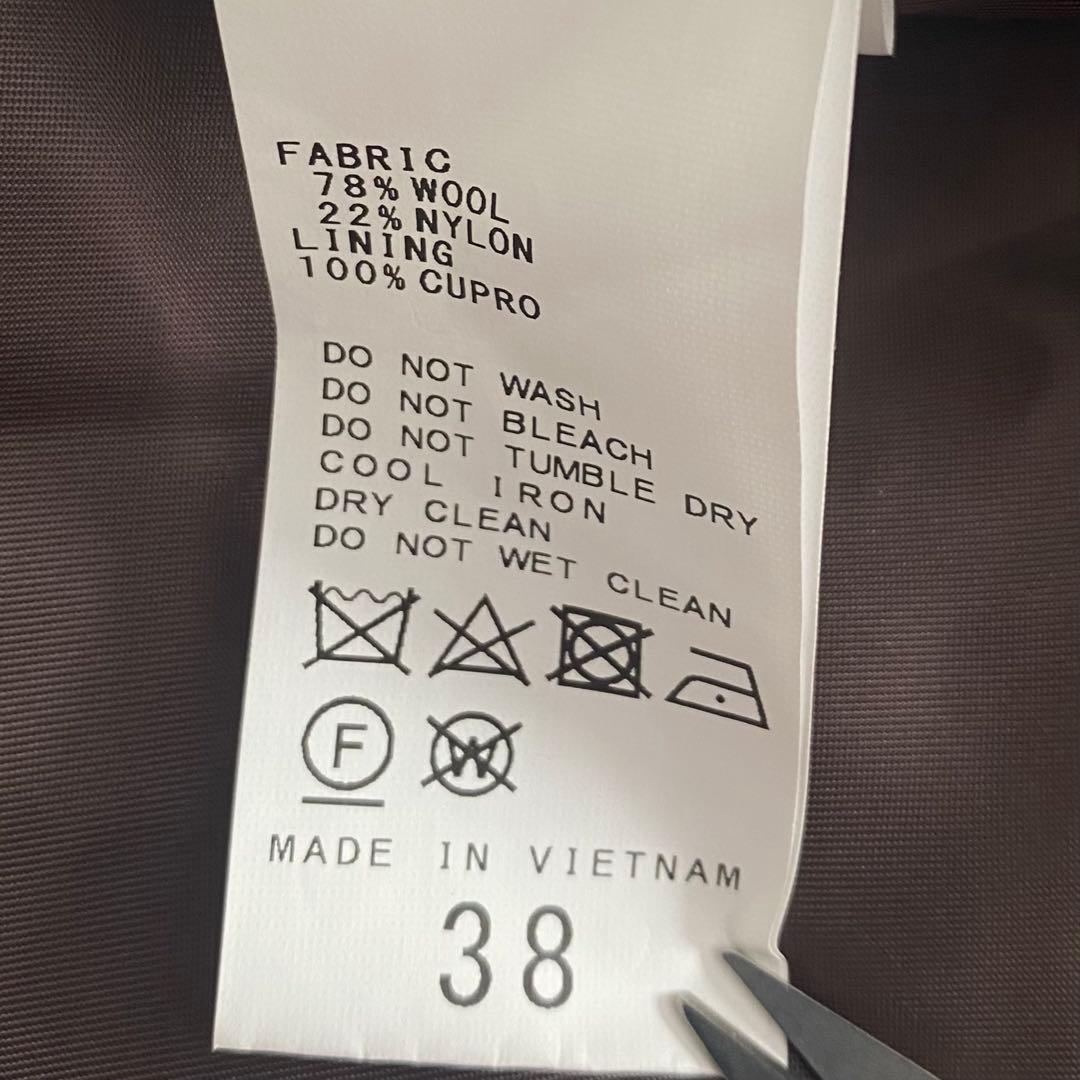 美品 フレームワーク FRAMeWORK ミニチェックコート ブラウン系 38