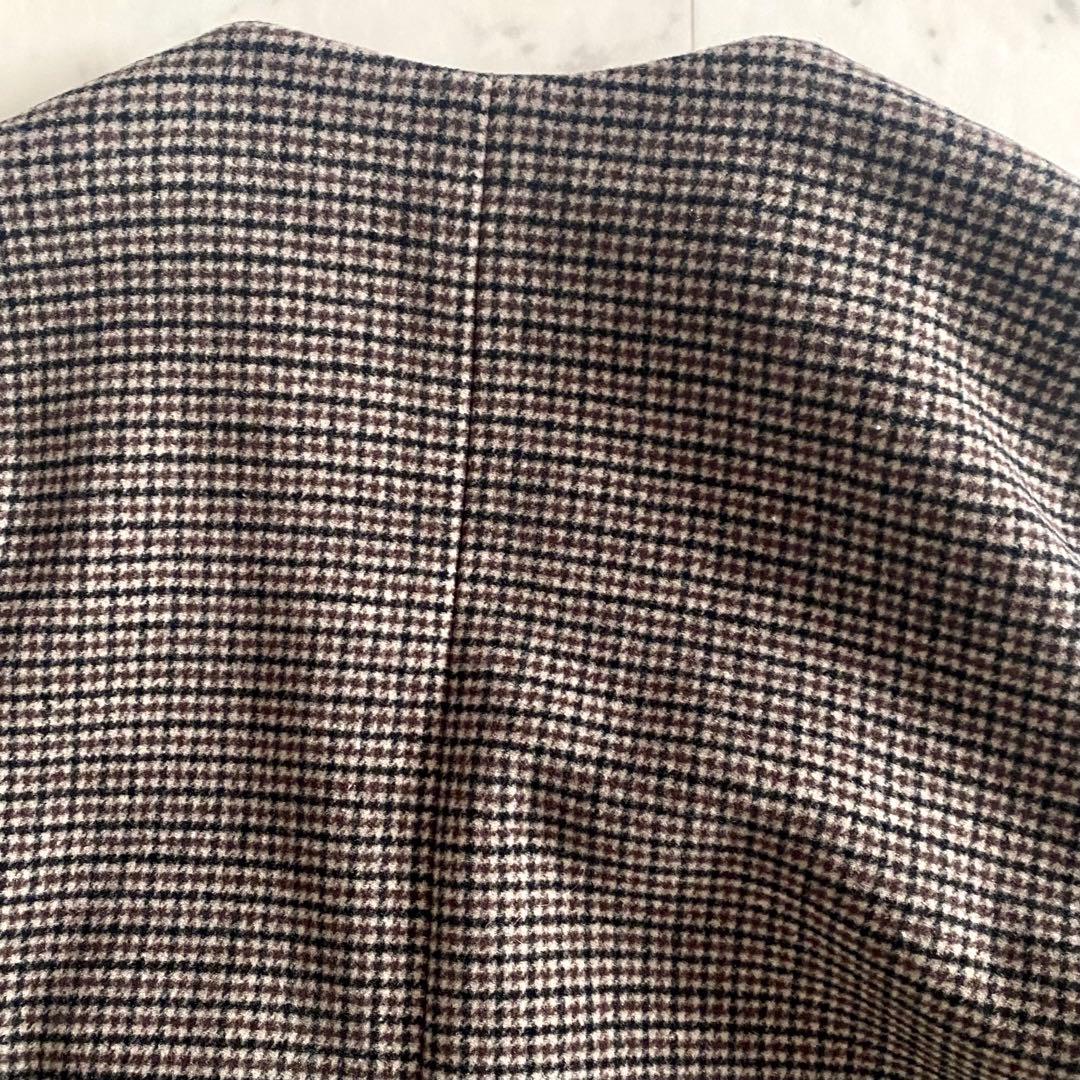 美品 フレームワーク FRAMeWORK ミニチェックコート ブラウン系 38