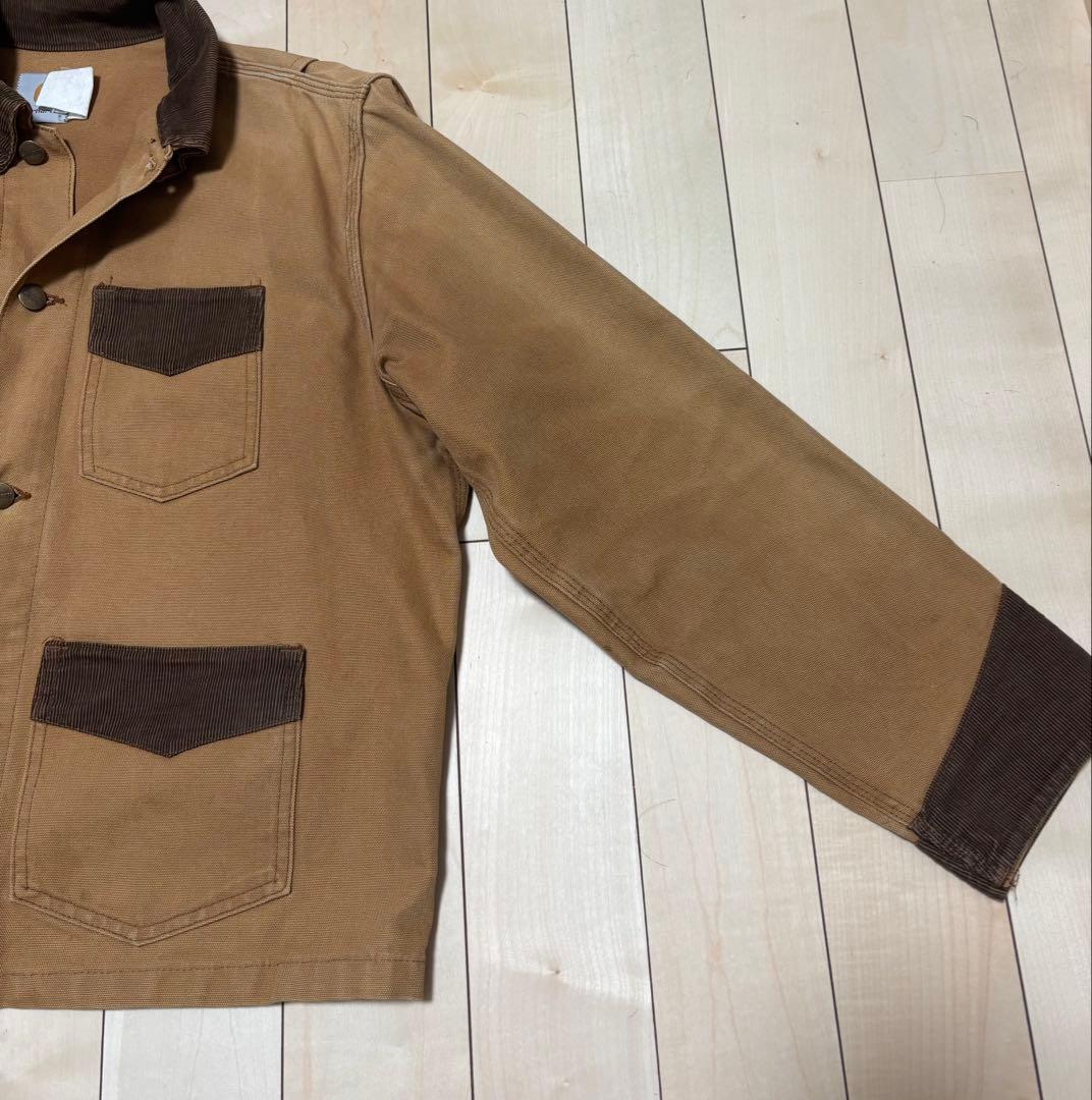Carhartt 短丈ワークジャケット　コーデュロイ襟・袖　企業ロゴ