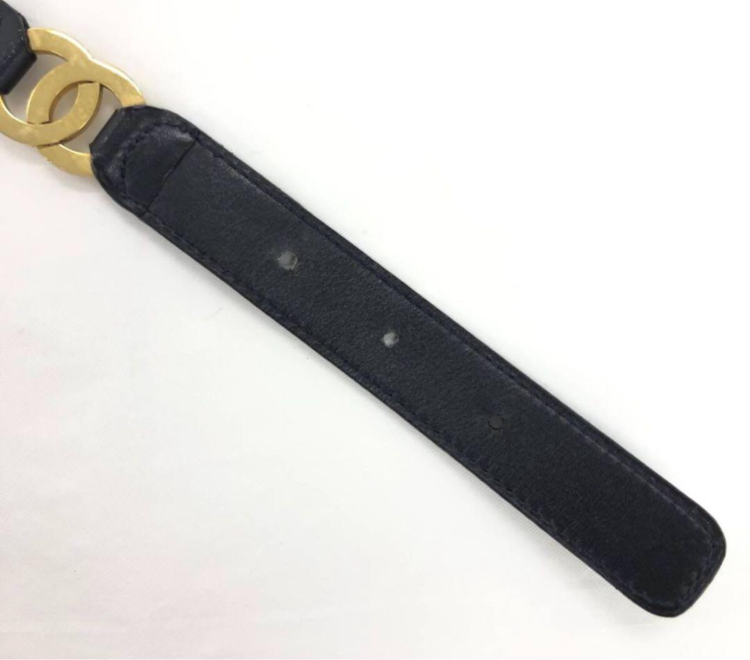 T04/104 CHANEL シャネル ココマーク ゴールドバックル ブラック