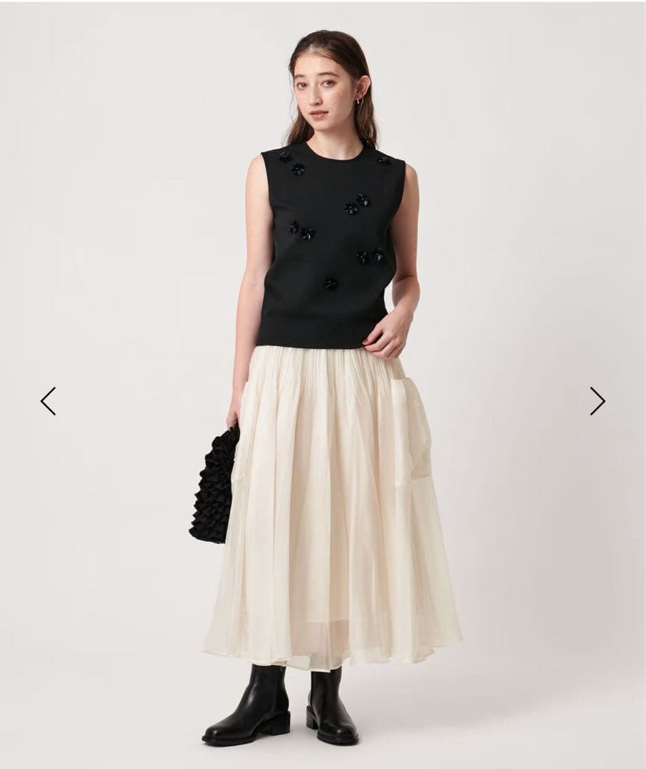 【新品】UNITED ARROWS シャンブレー オーガンザ ポケット スカート