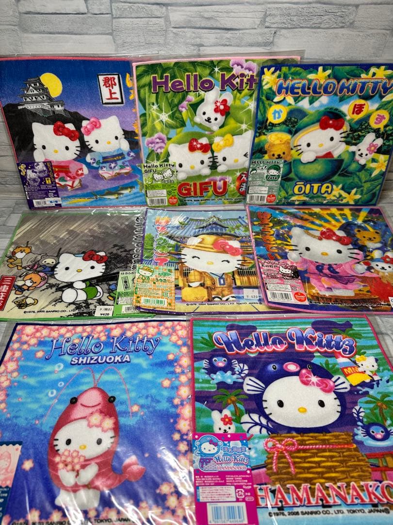 56枚セット ご当地 ハローキティ プチタオル セット ハンカチ ミニタオル