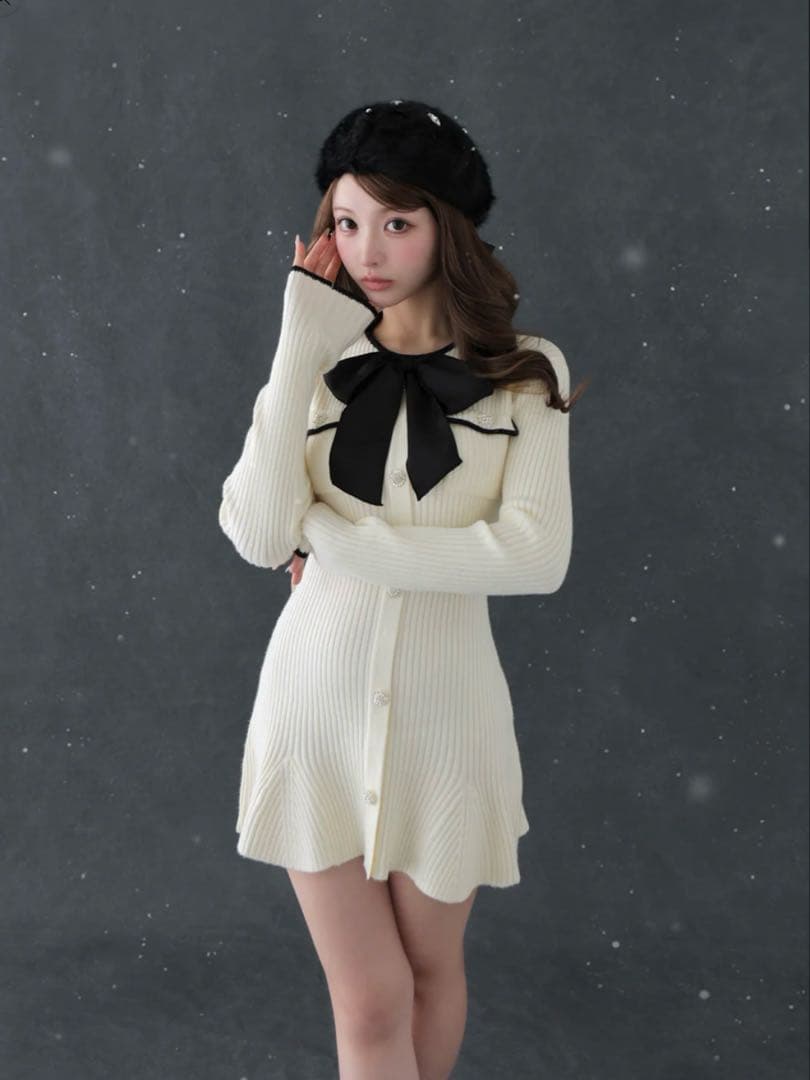 m.me.eme エムミーエメ クラシカルリブニットミニ ワンピース m.me.eme エムミーエメ クラシカルリブニットミニ ワンピース m.me