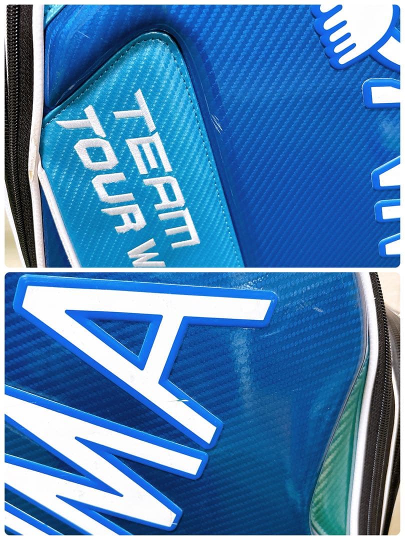 Mホンマ　高級エナメル　3点式　キャディーバッグ　ゴルフクラブケーススカイブルー