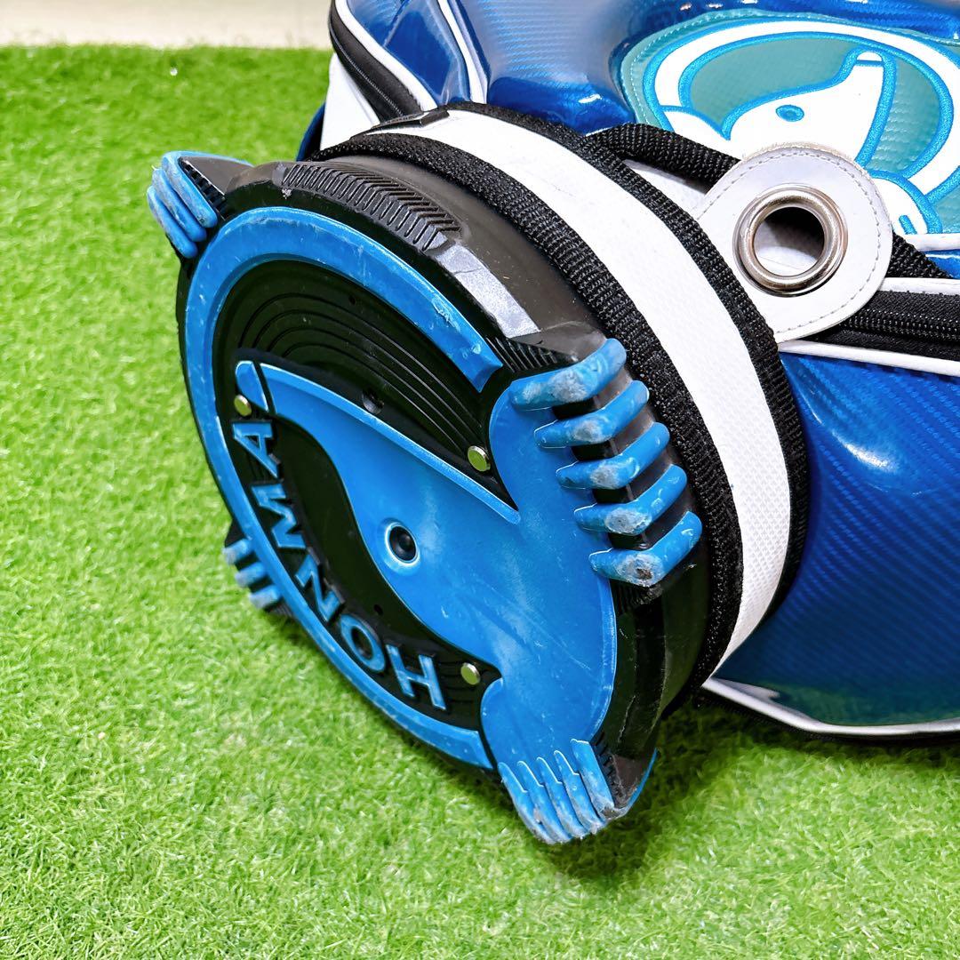 Mホンマ　高級エナメル　3点式　キャディーバッグ　ゴルフクラブケーススカイブルー