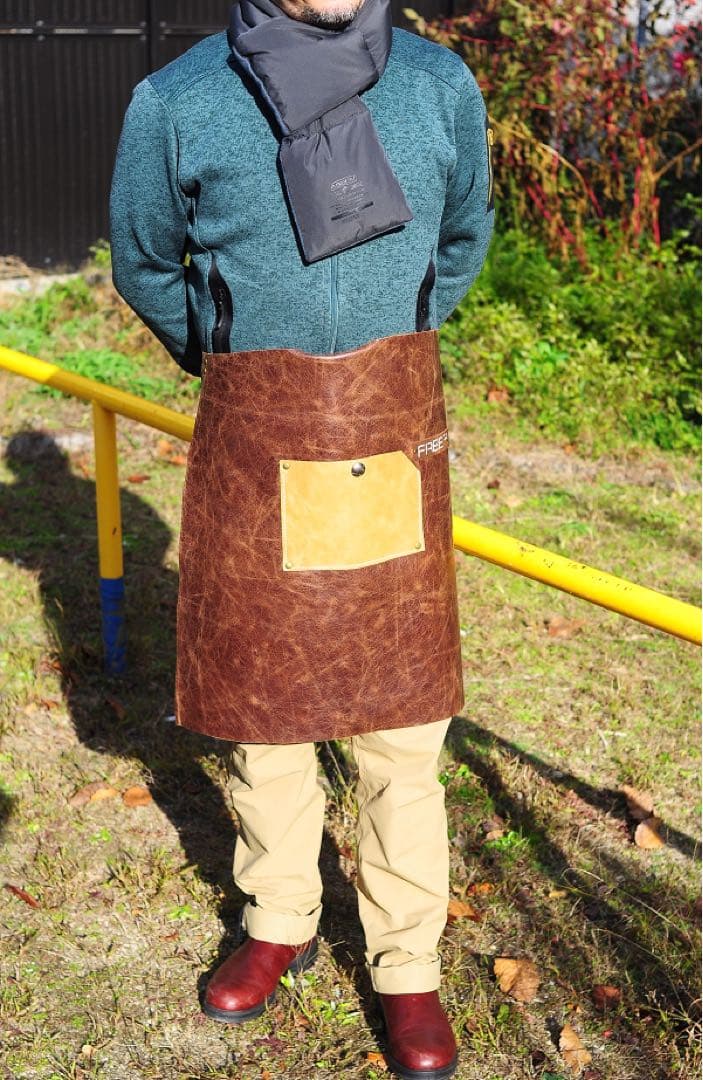 本革 レザーエプロン ショート 前掛け 一点物 DIY、ガーデニング
