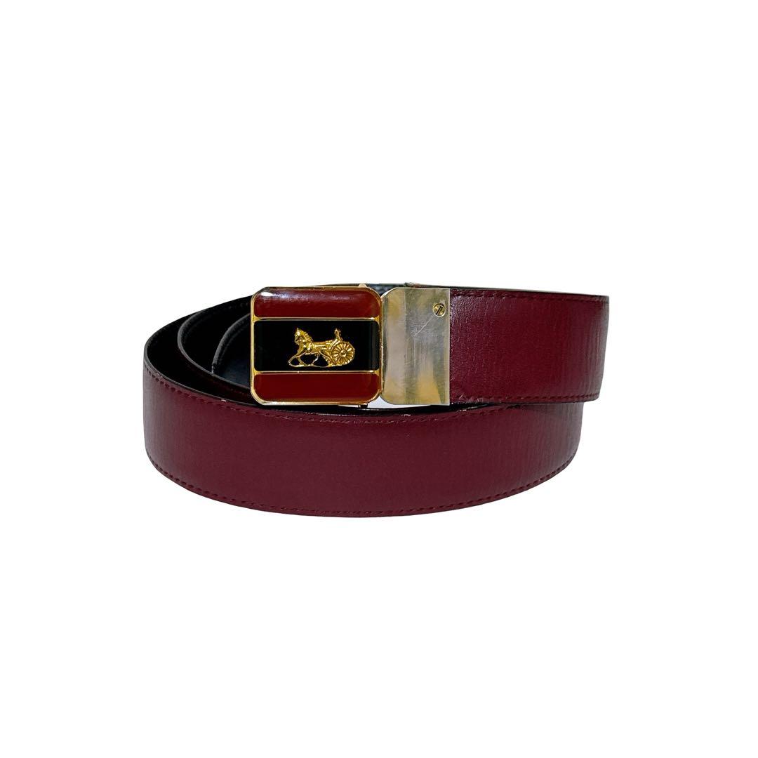 セリーヌ レザー 馬車金具 ベルト ゴールド ブラック CELINE セリーヌ