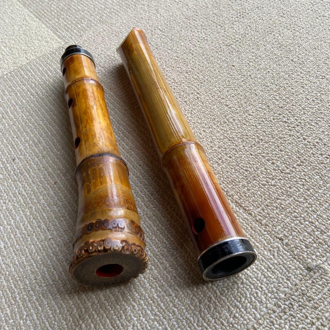 236尺八本体 一尺八寸管　忠輔銘　竹製 5穴