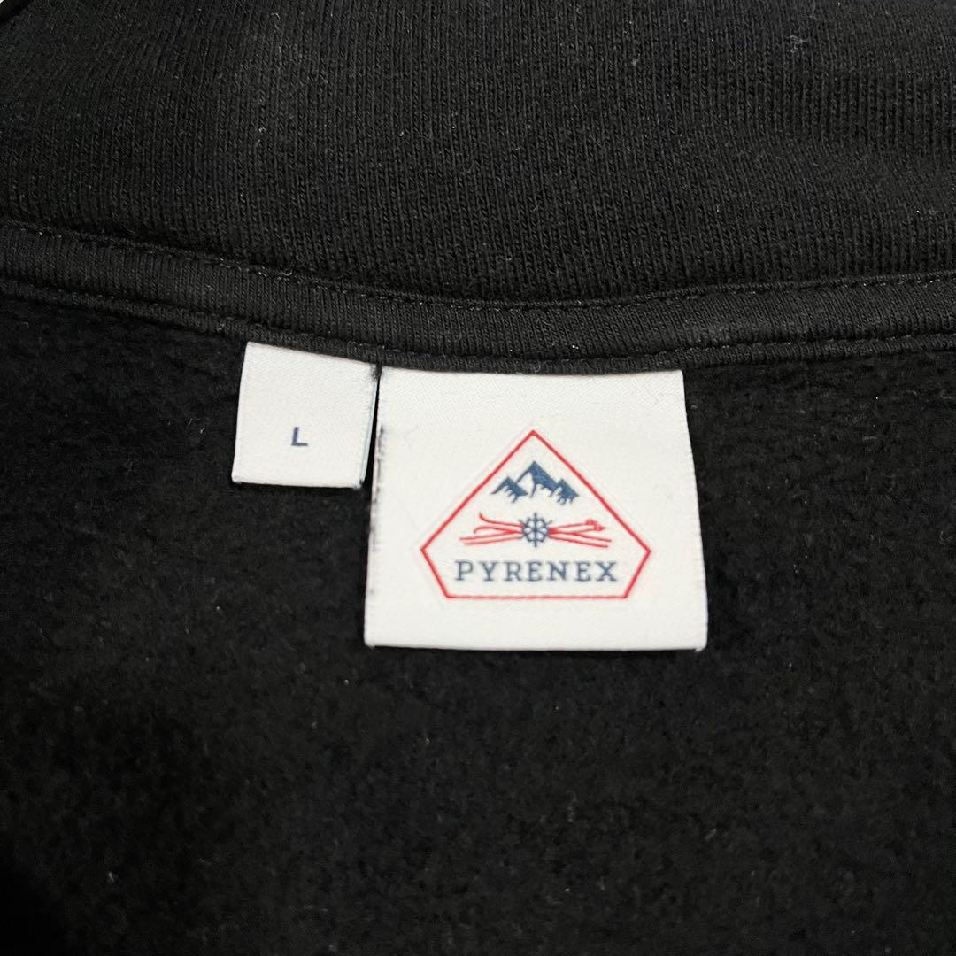 美品 ピレネックス スウェット ハーフジップ 裏起毛 ワッペン 黒 L
