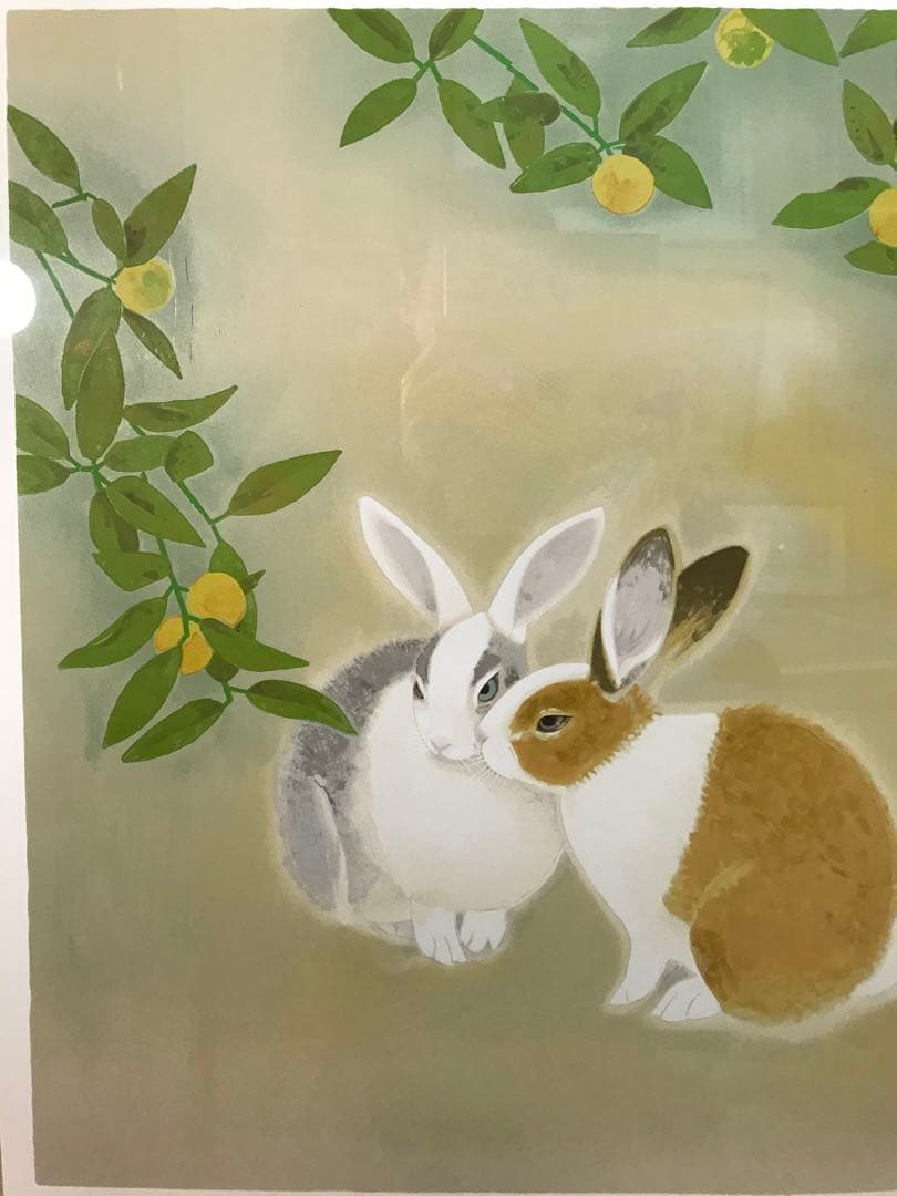 上村松篁　「兎」　リトグラフ　直筆サイン・落款・エディション・作品証明シール有り