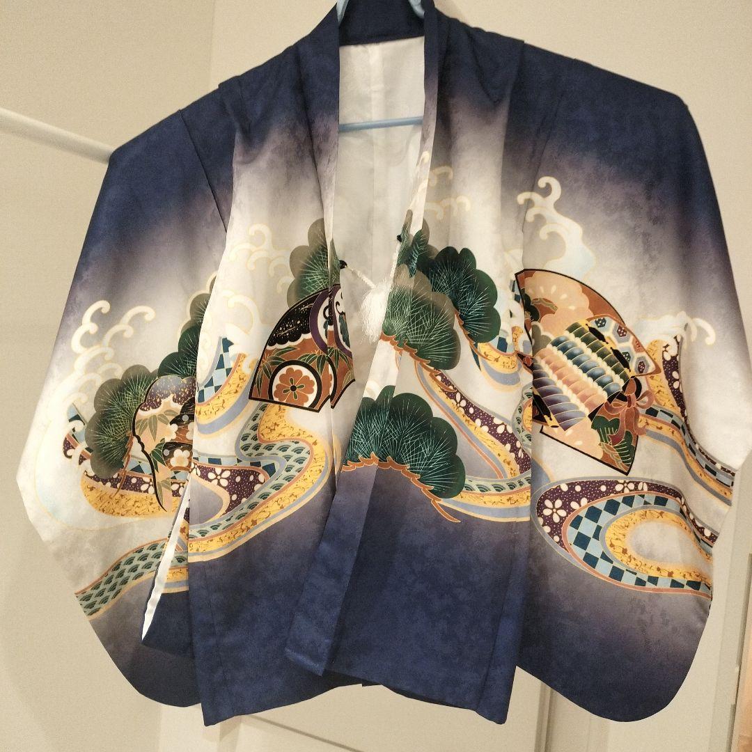 七五三 着物 紺色 鷹兜柄 付属品付き