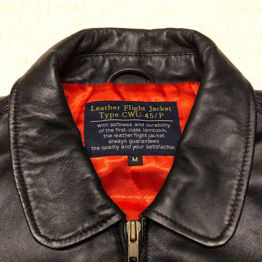 CWU-45P羊革ラムレザー短丈フライトジャケット黒赤MA-1 中綿 XL