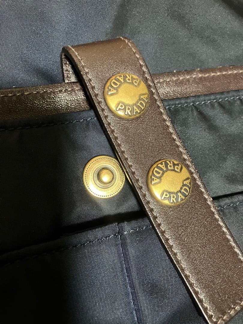 美中古 プラダPRADAスウェード切替ナイロンスクエアメッセンジャーバッグ