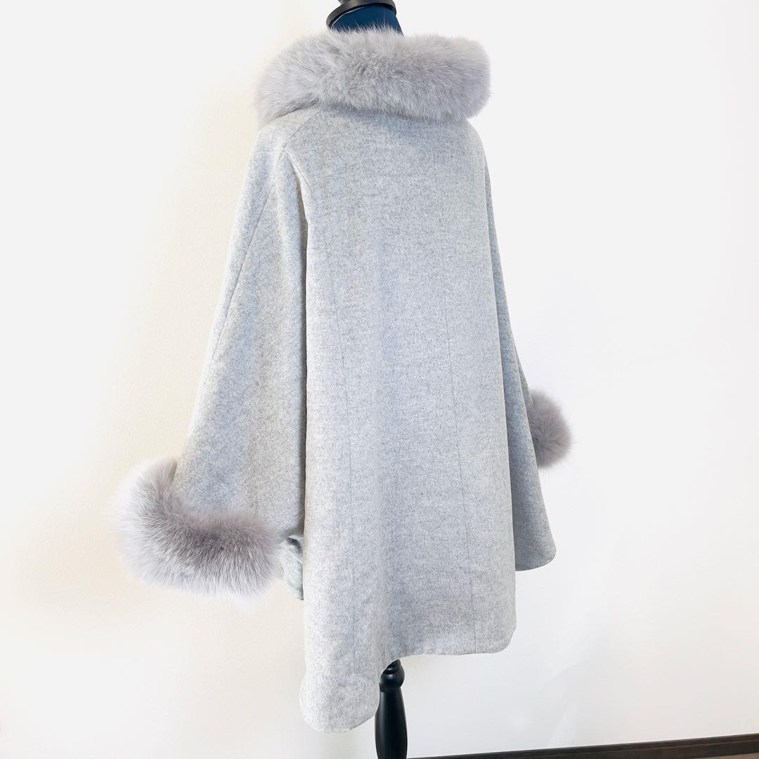 【新品タグ付き 完売品】La Mode ファー ポンチョ ウール ケープ